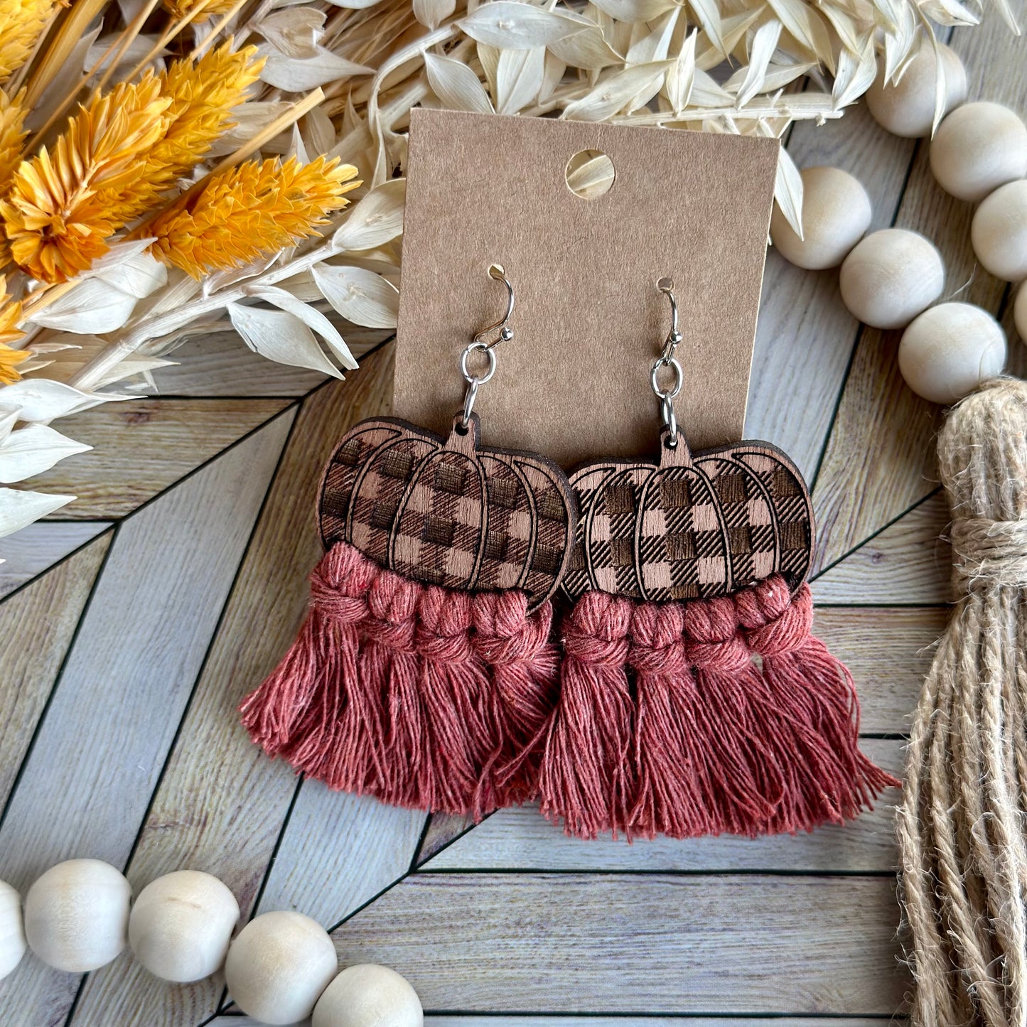 Macrame- Plaid Pumpkin Burnt Orange