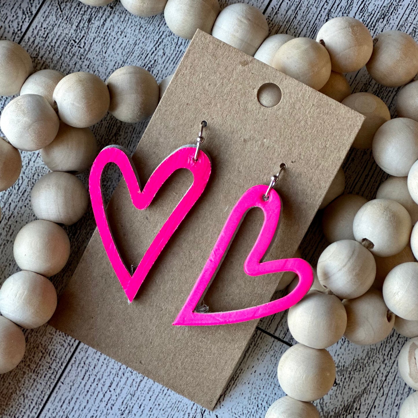 Neon Pink Heart Outlines