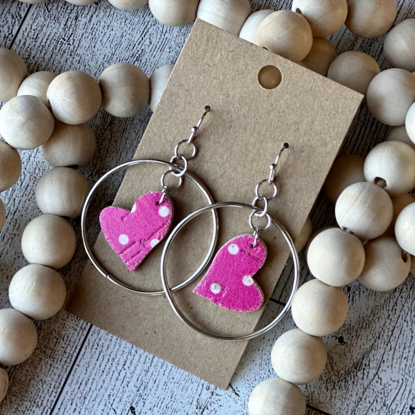 Hoops with Polka Dot Dangle Heart