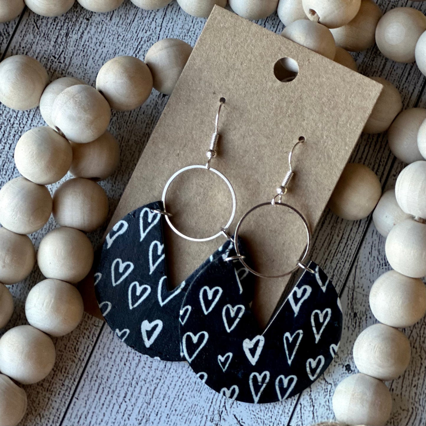 Black and White Heart Cutout Circle