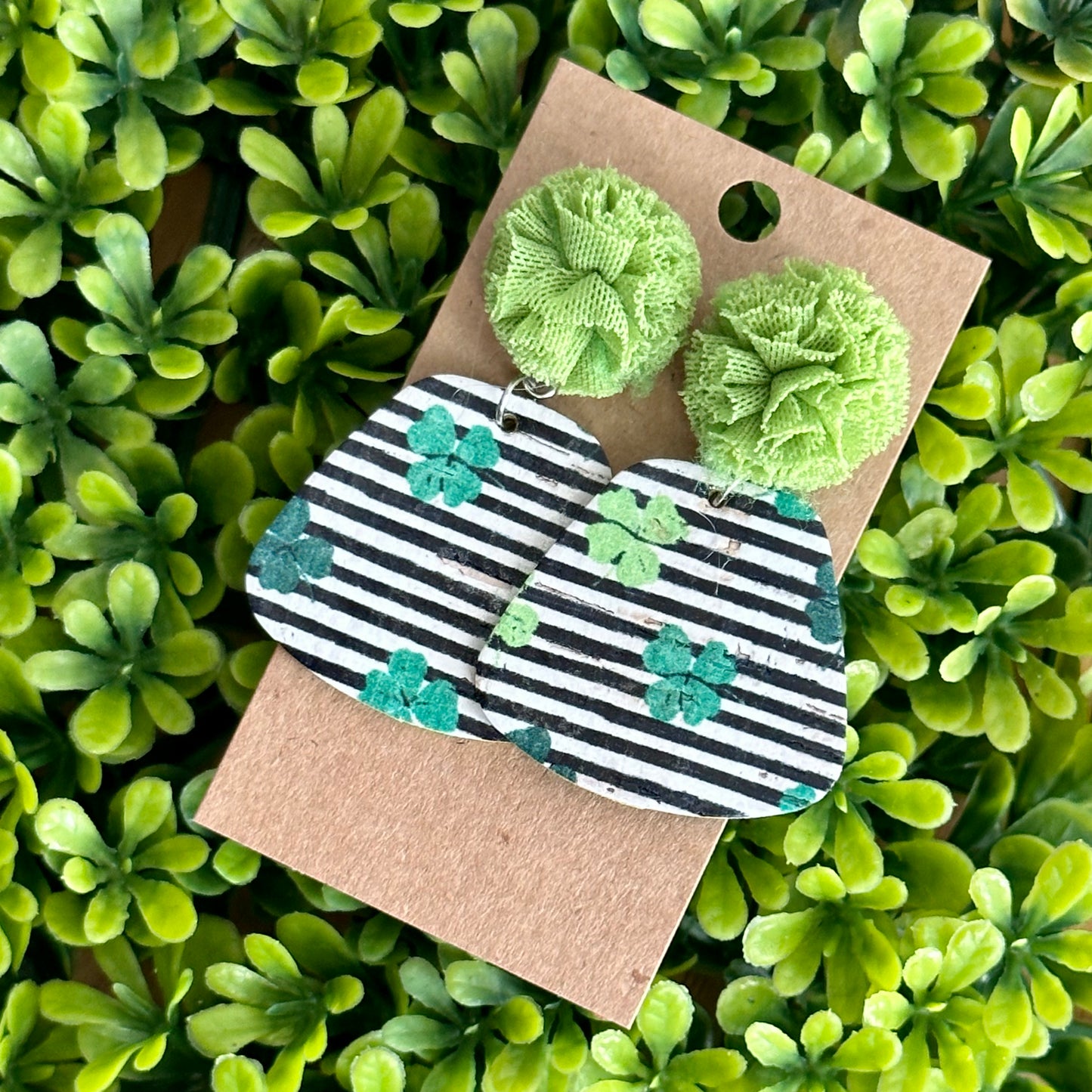 Stripes and Shamrocks Pom pom Rounded Rectangle