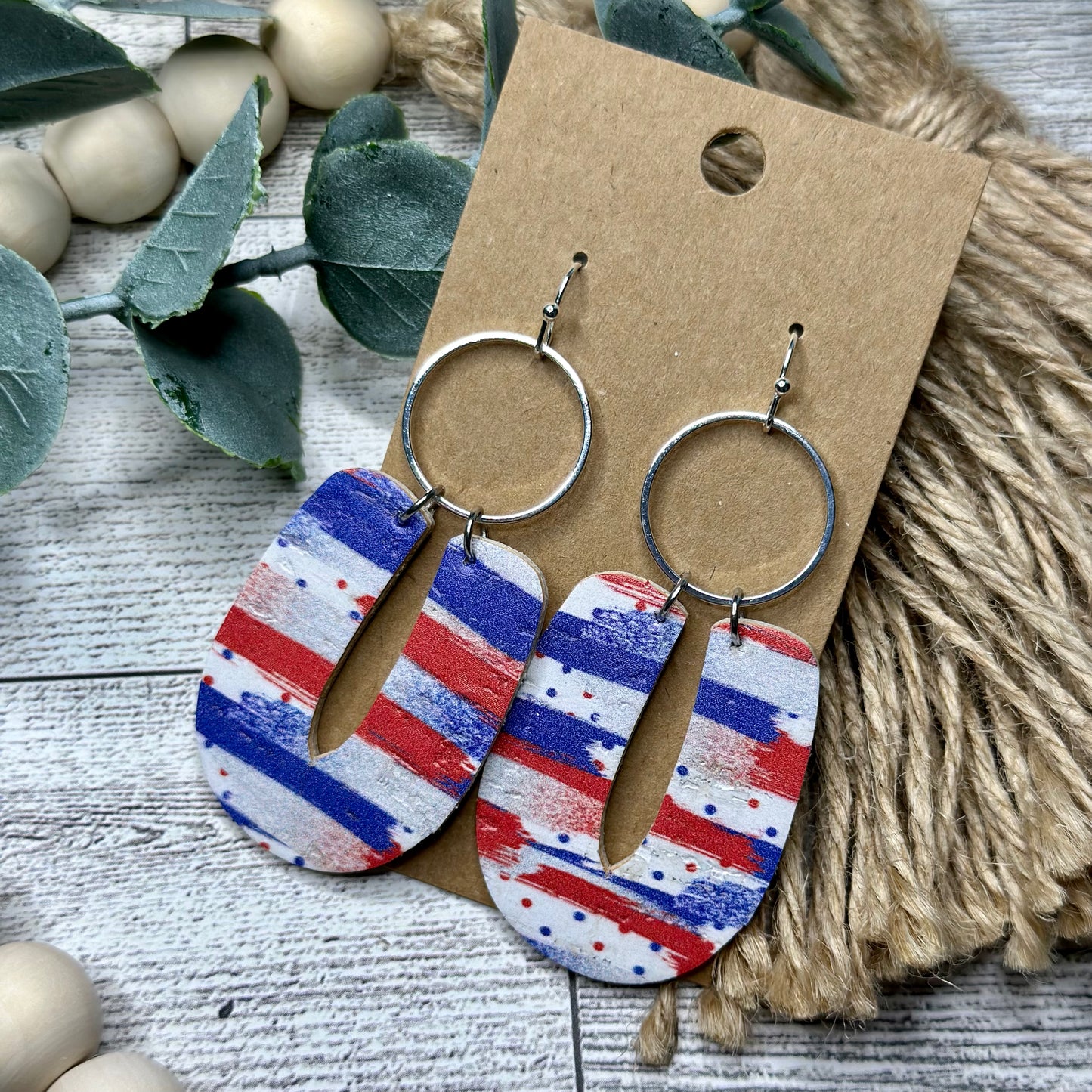 Red white and blue horseshoe with hoop