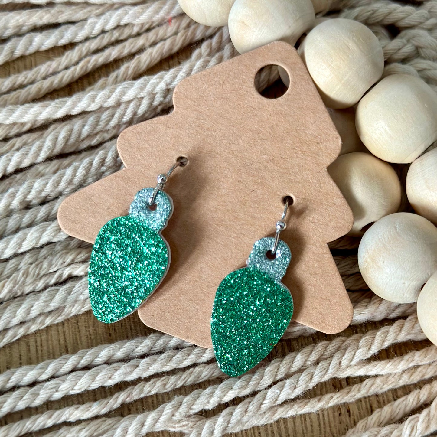 Green Glitter Christmas Light - New Sizes