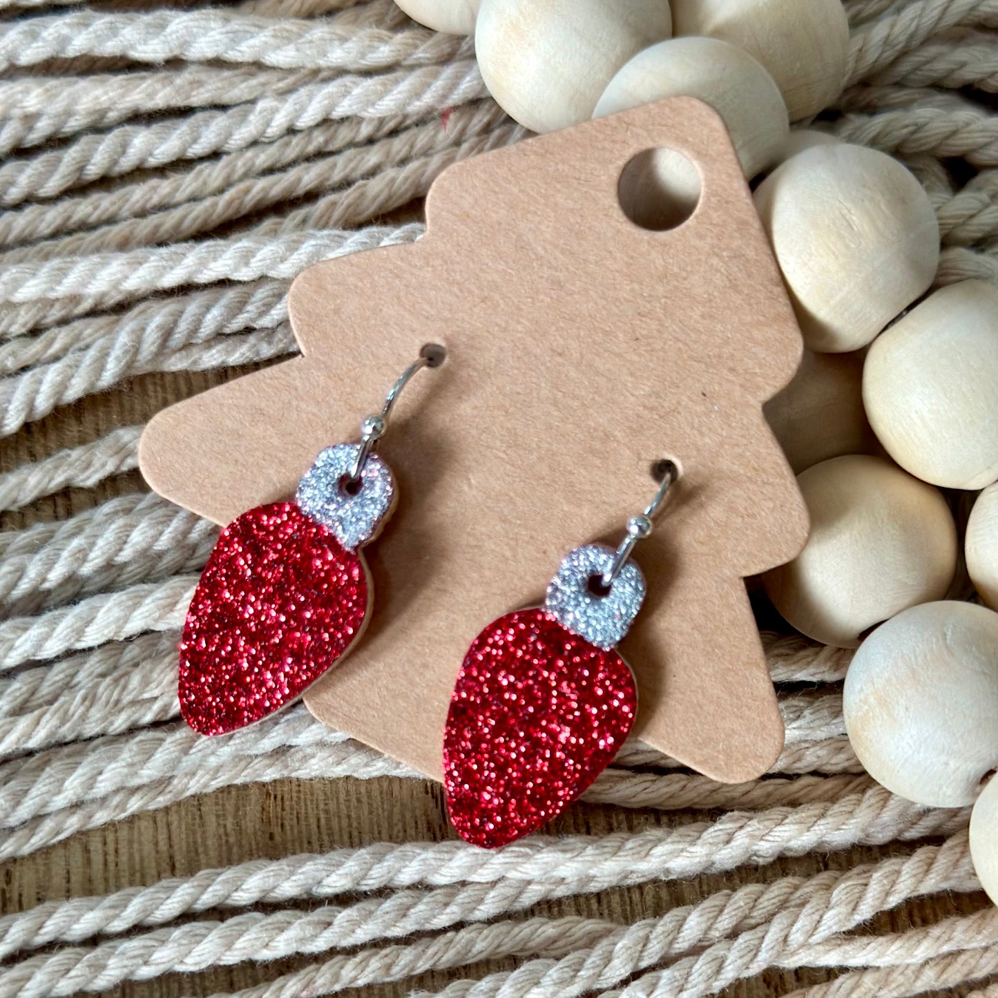 Red Glitter Christmas Light - New Sizes