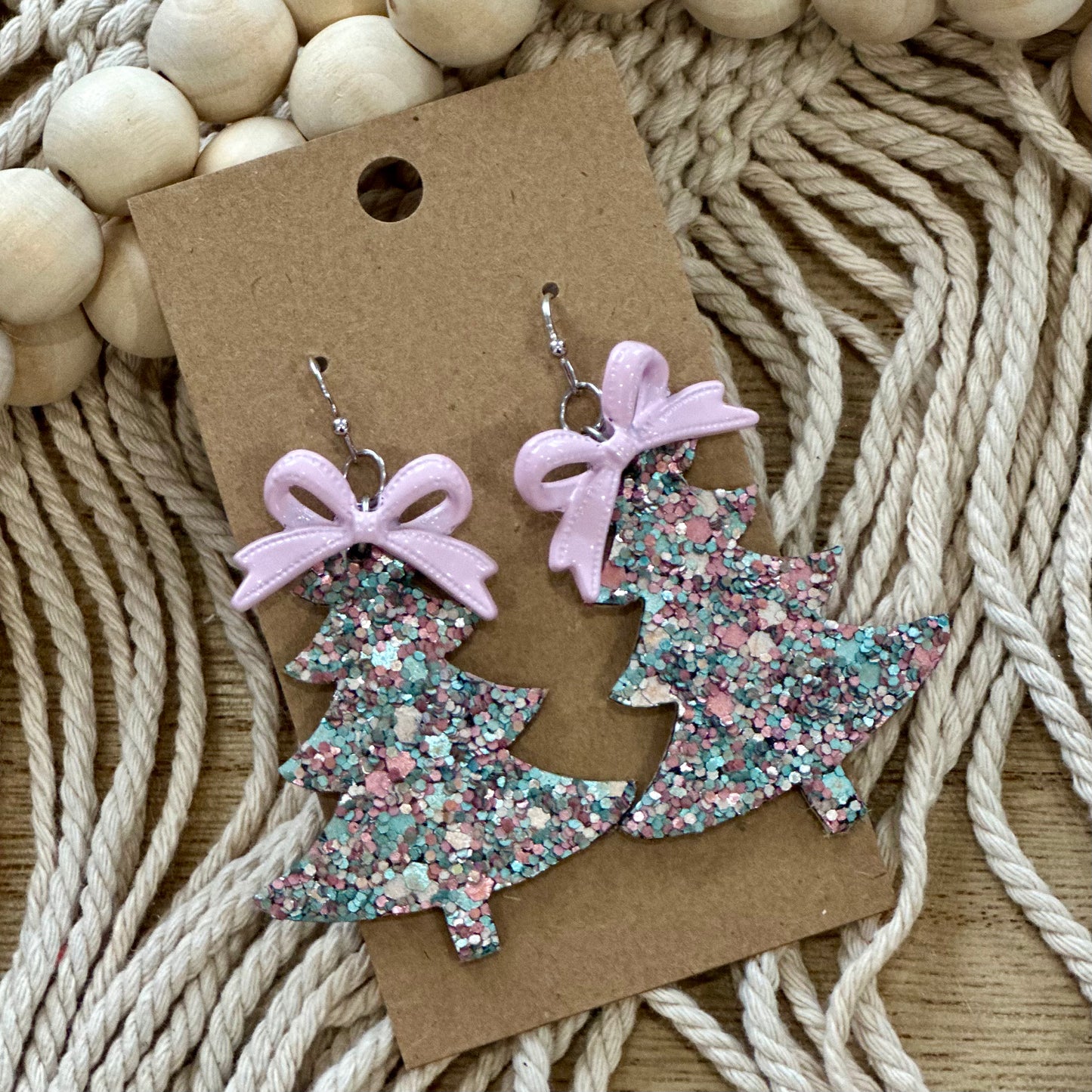 Pink Mix Glitter Tree with Bow