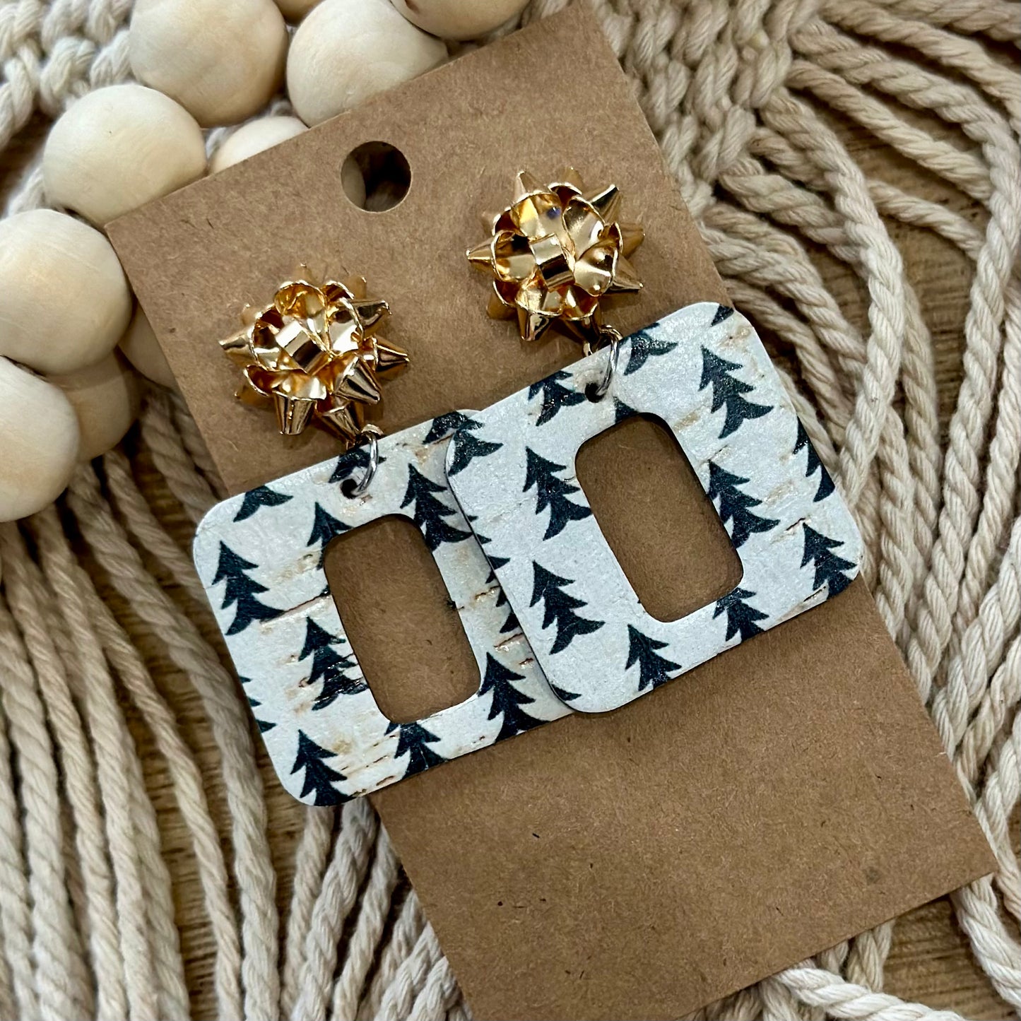 Square with Gold Gift Bow