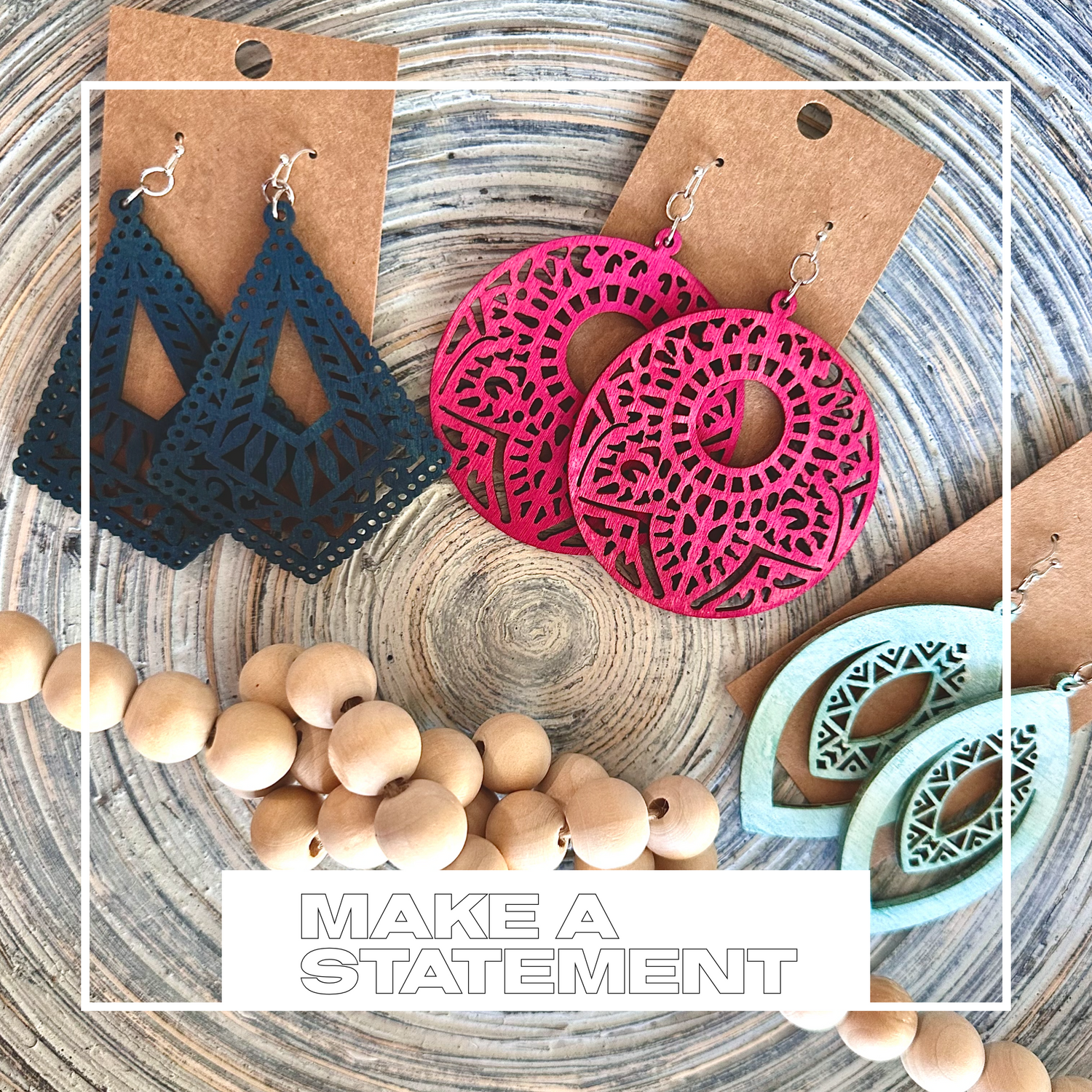 Wood Statement Earrings