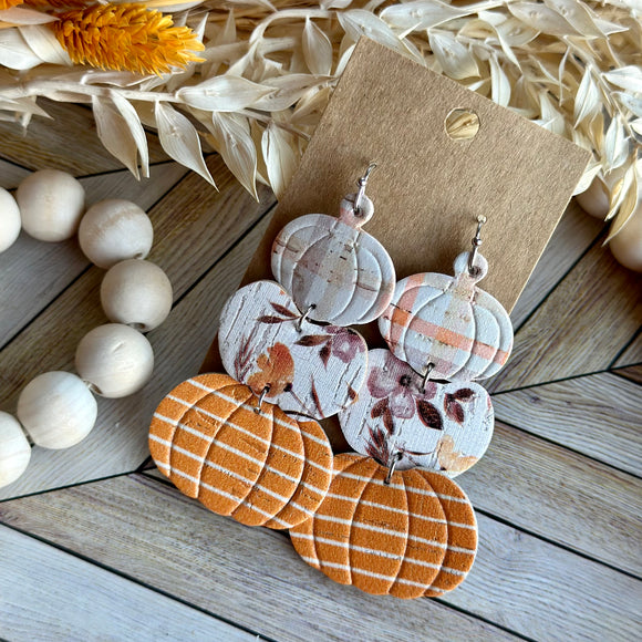Muted Floral Pumpkin Stack- striped bottom