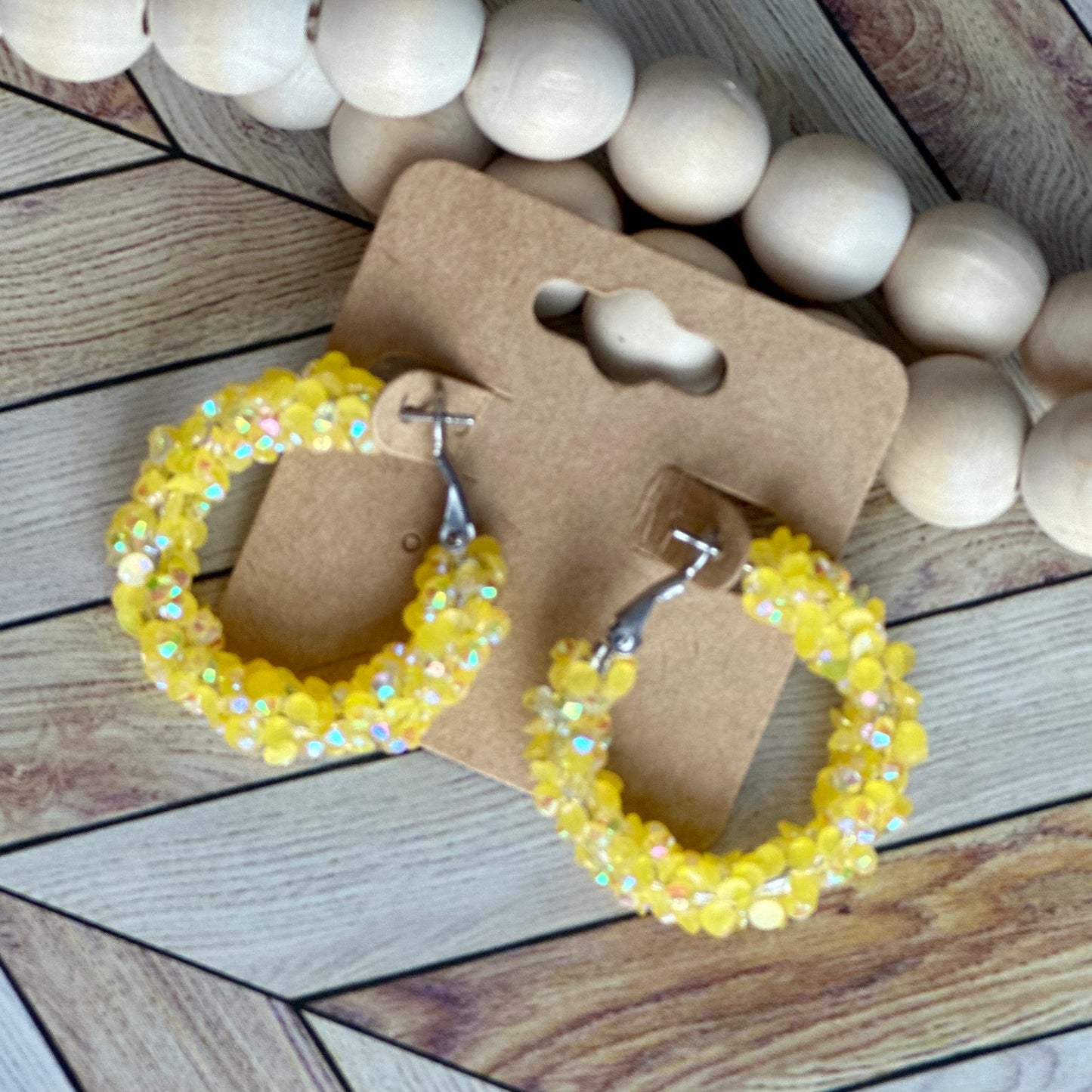 Yellow Super Chunky Rhinestone Hoops