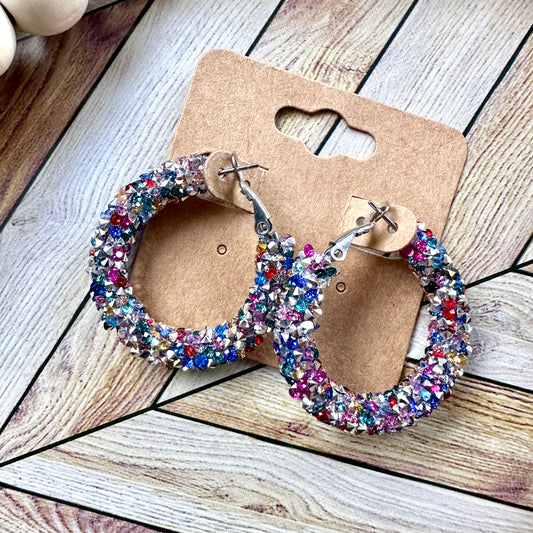 Mermaid Treasure Chunky Rhinestone Hoops