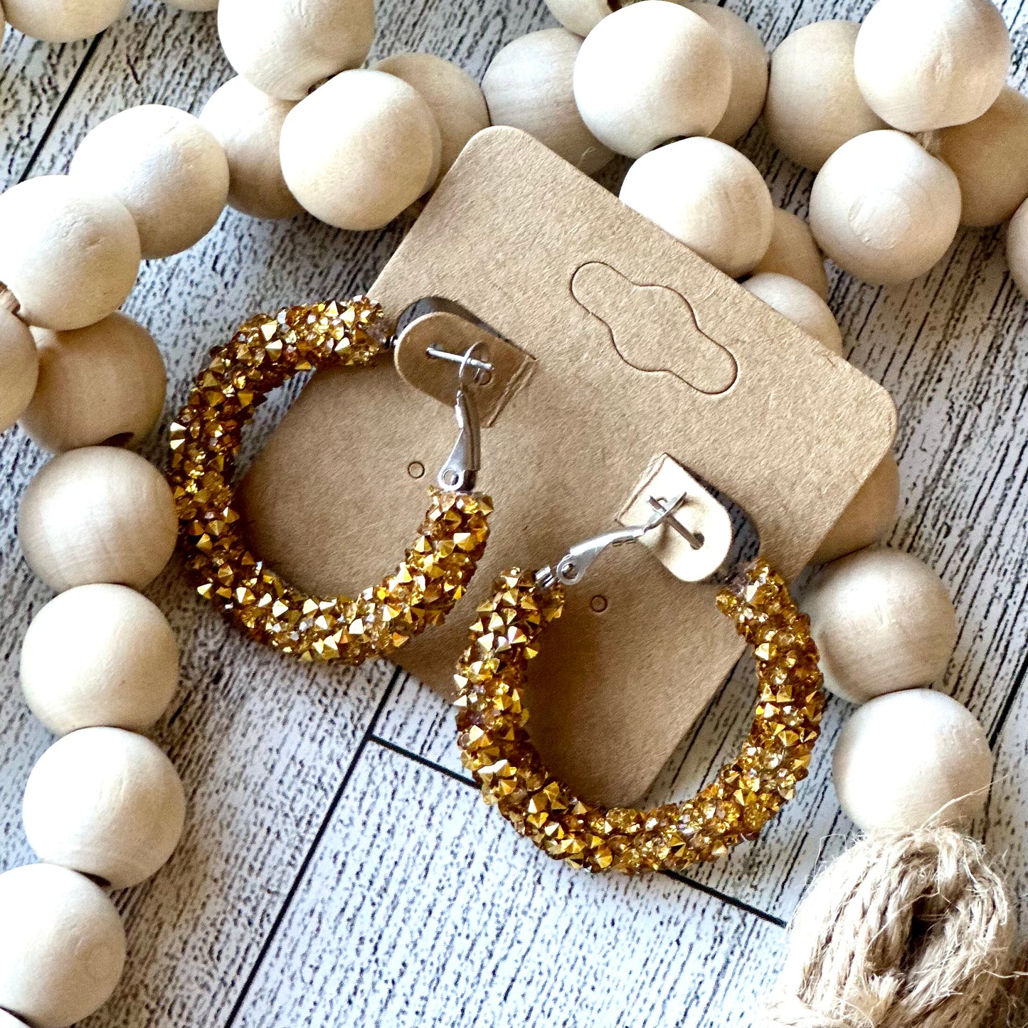 Gold Chunky Rhinestone Hoops