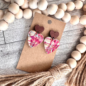 Confetti Tweed Heart with Heart Stud