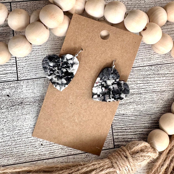 Black and White Tweed Small Heart