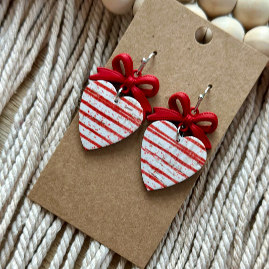 Red Stripe Heart with Bow