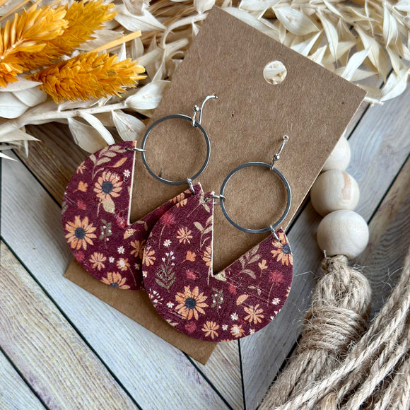 Maroon Sunflower Cutout Circle