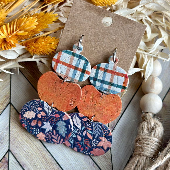 Fall Plaid Pumpkin Stack - Floral Bottom