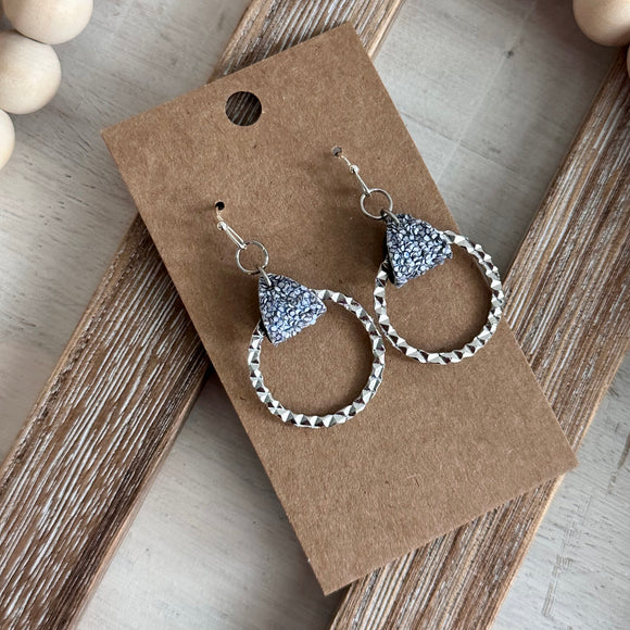 Petite Hoops with Grey Glitter Tab