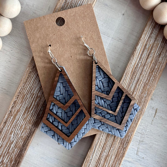 Blue Knit with Wooden Overlay