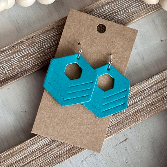 Turquoise Embossed Hexagon