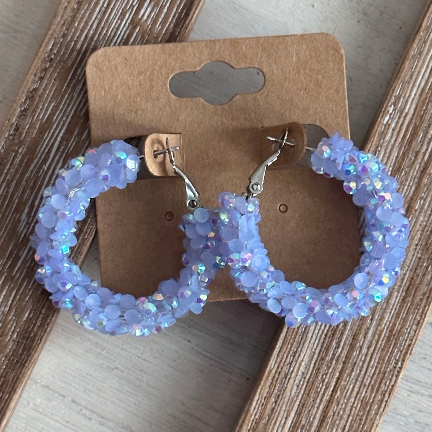 Periwinkle Super Chunky Rhinestone Hoops