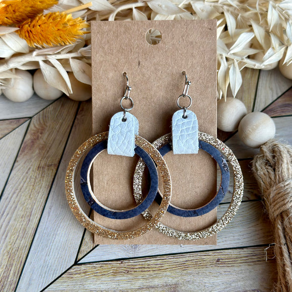 Navy and Gold tabbed Hoops