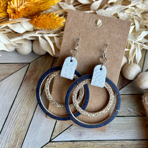 Navy and Gold tabbed Hoops