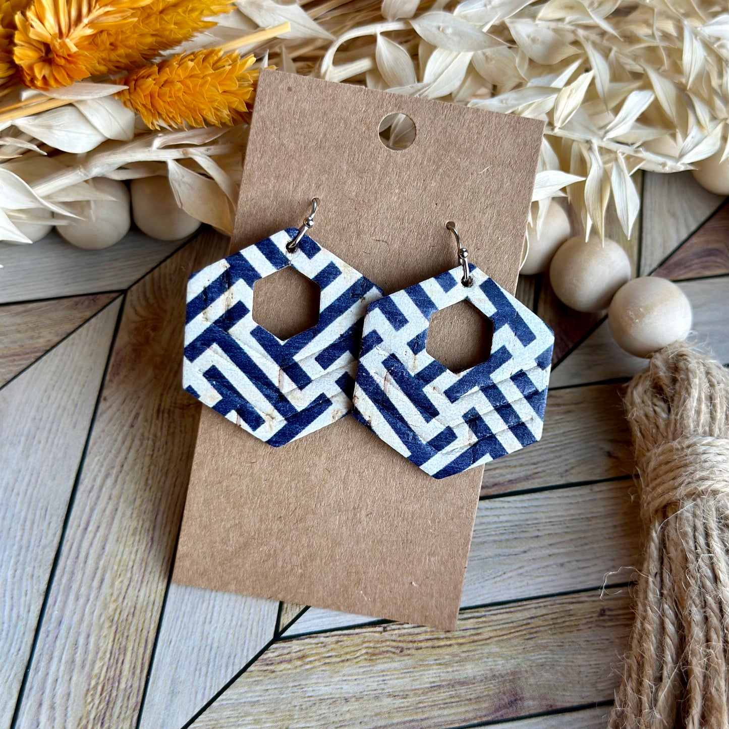 Navy and White Hexagon