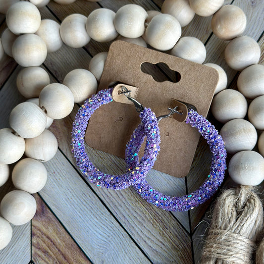 Lavender Glitter Hoops