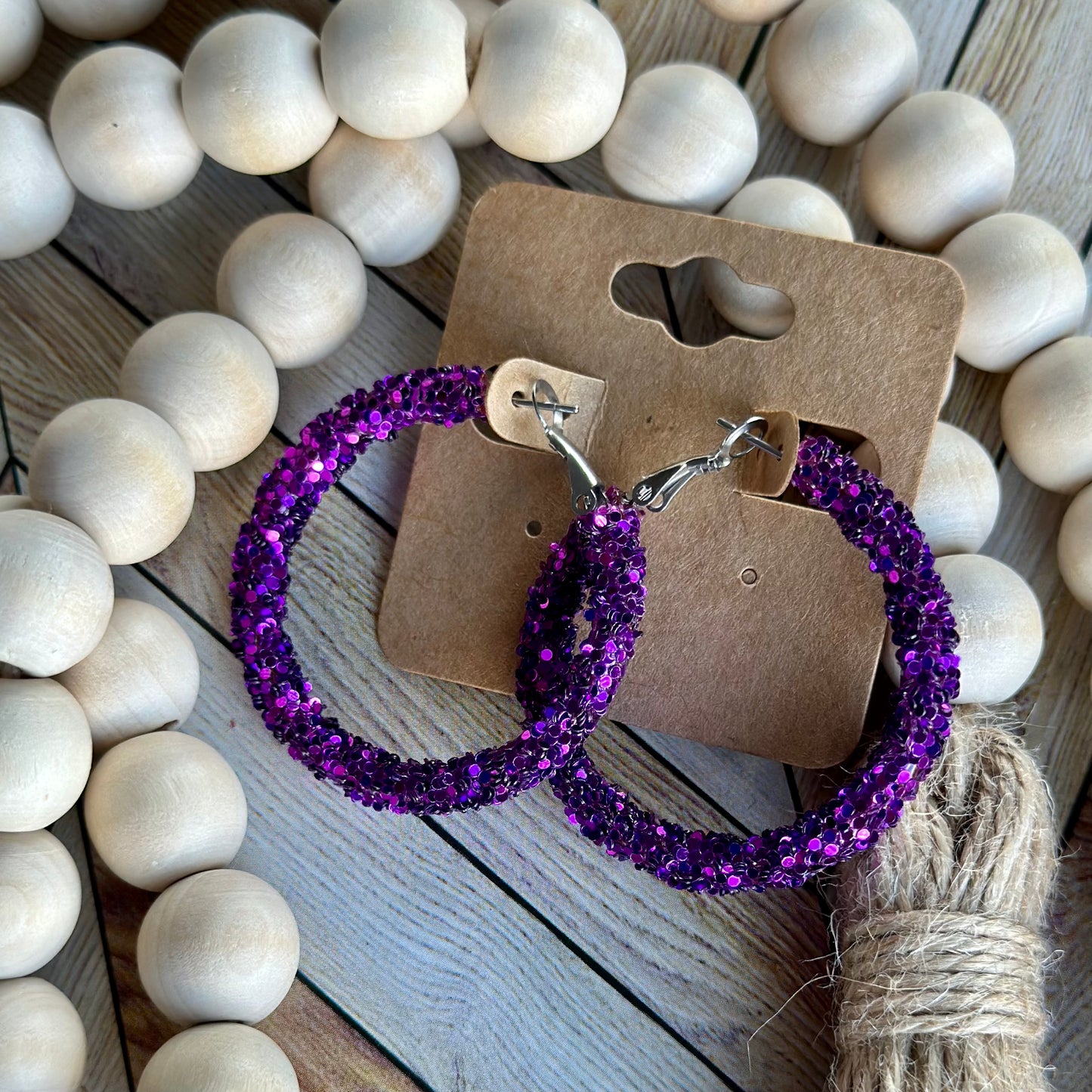 Purple Glitter Hoops