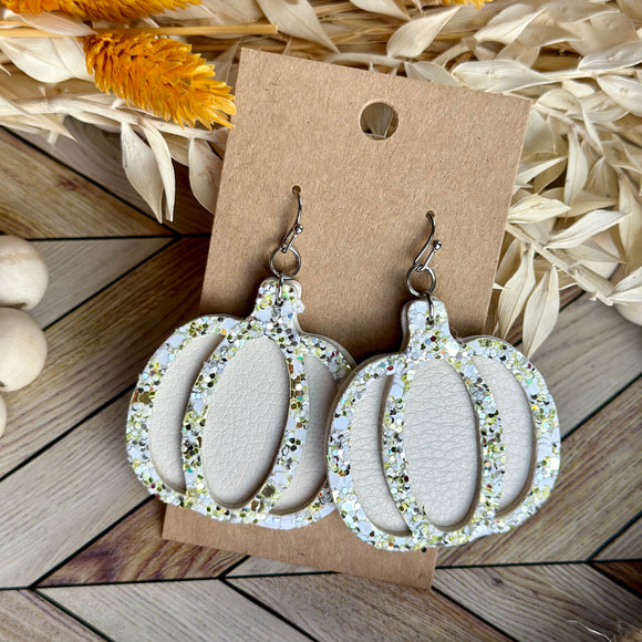 White Glitter Cutout Pumpkin