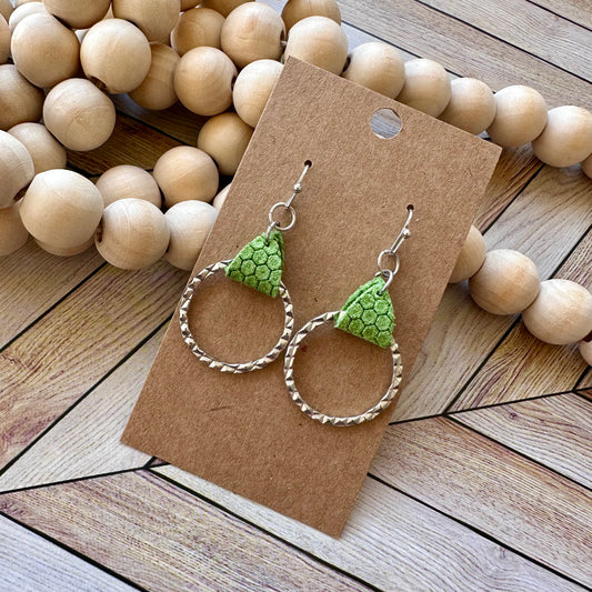 Petite Hoops with Green Tab