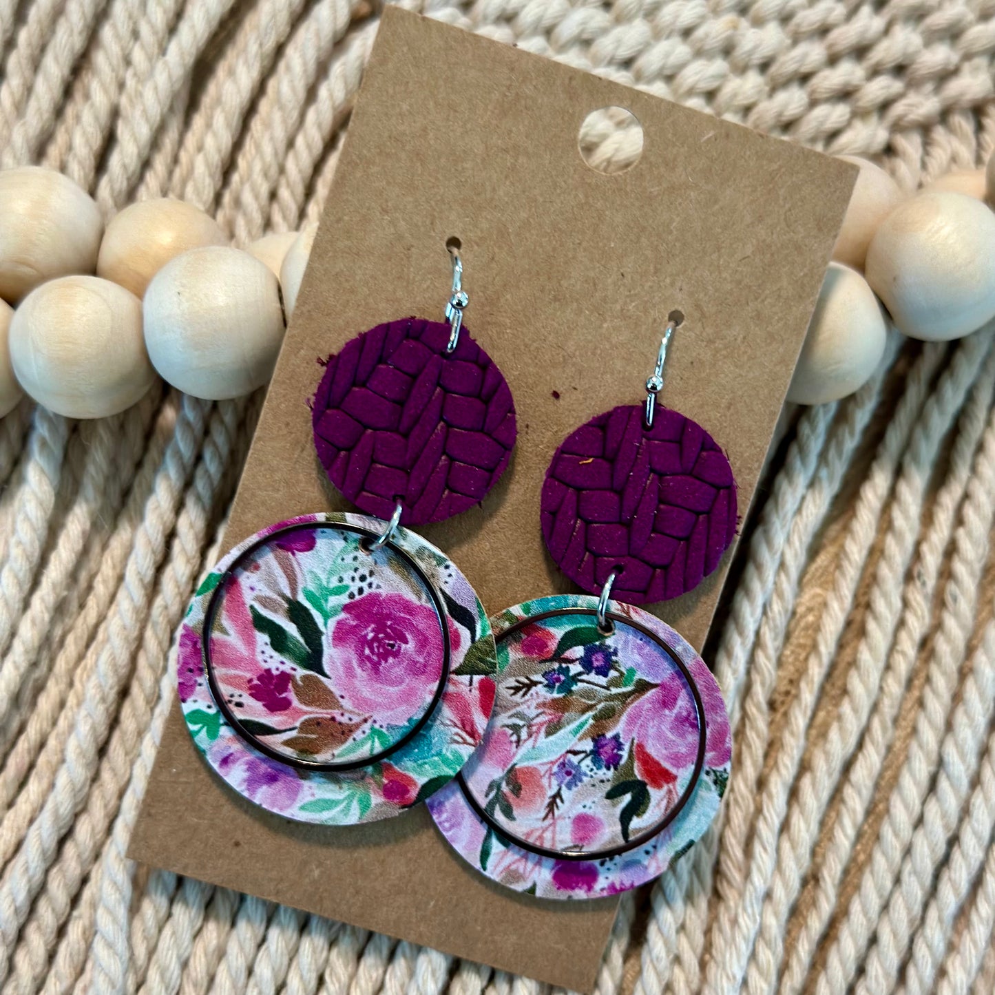 Purple Floral Stacked Circles