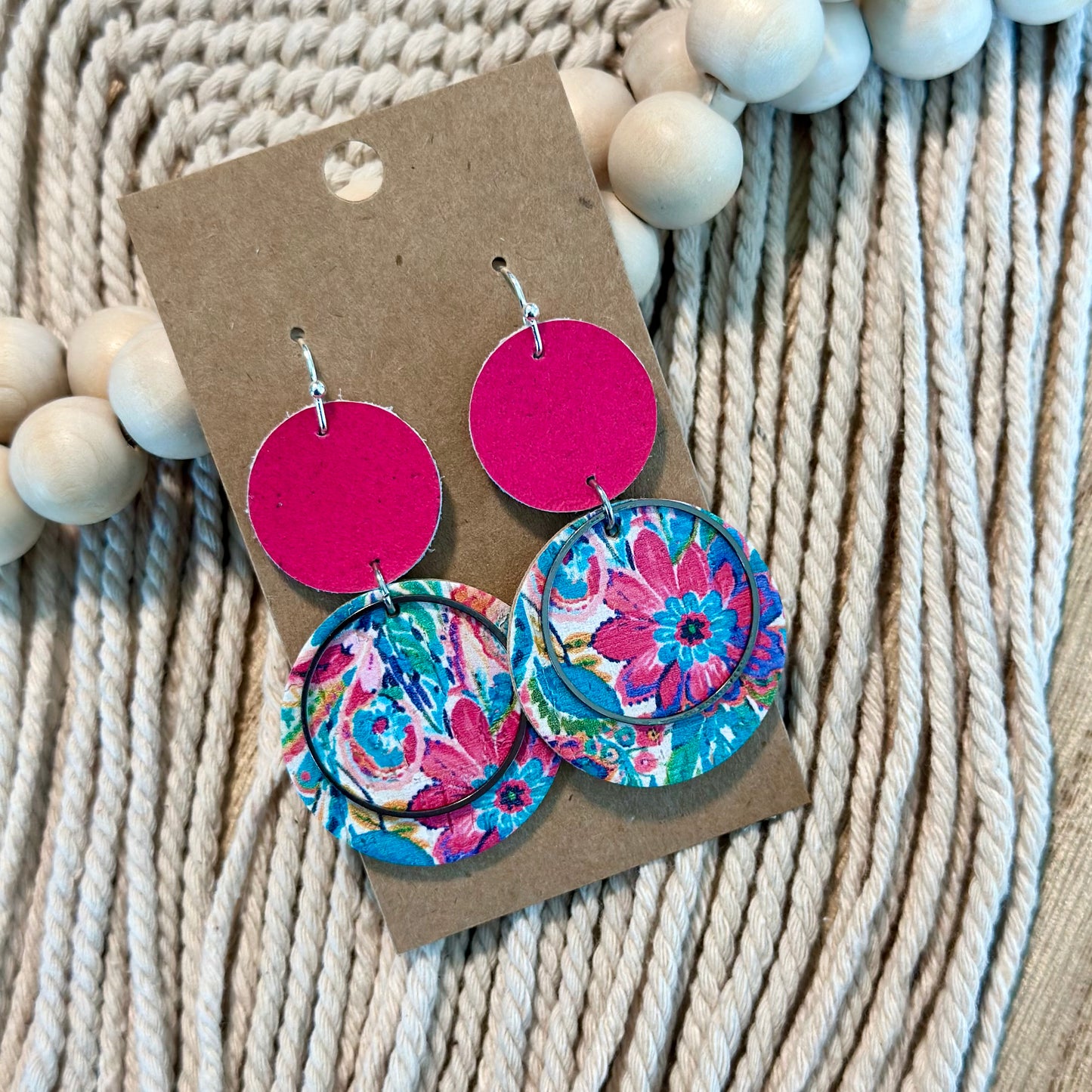 Tropical Floral and Pink Stacked Circle