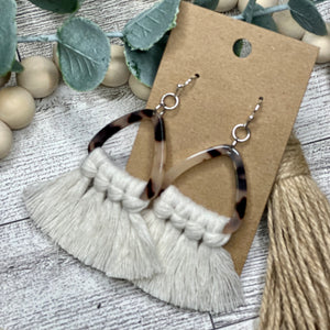 Macrame- Off white on Acrylic Triangle