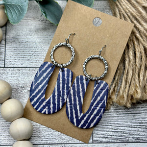 Navy Vintage Chevron Small Horseshoe Hoop