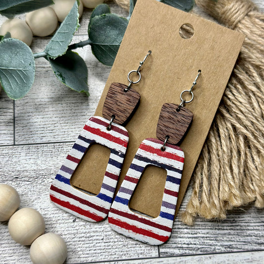 Red White and Blue Stripe Open Rectangles