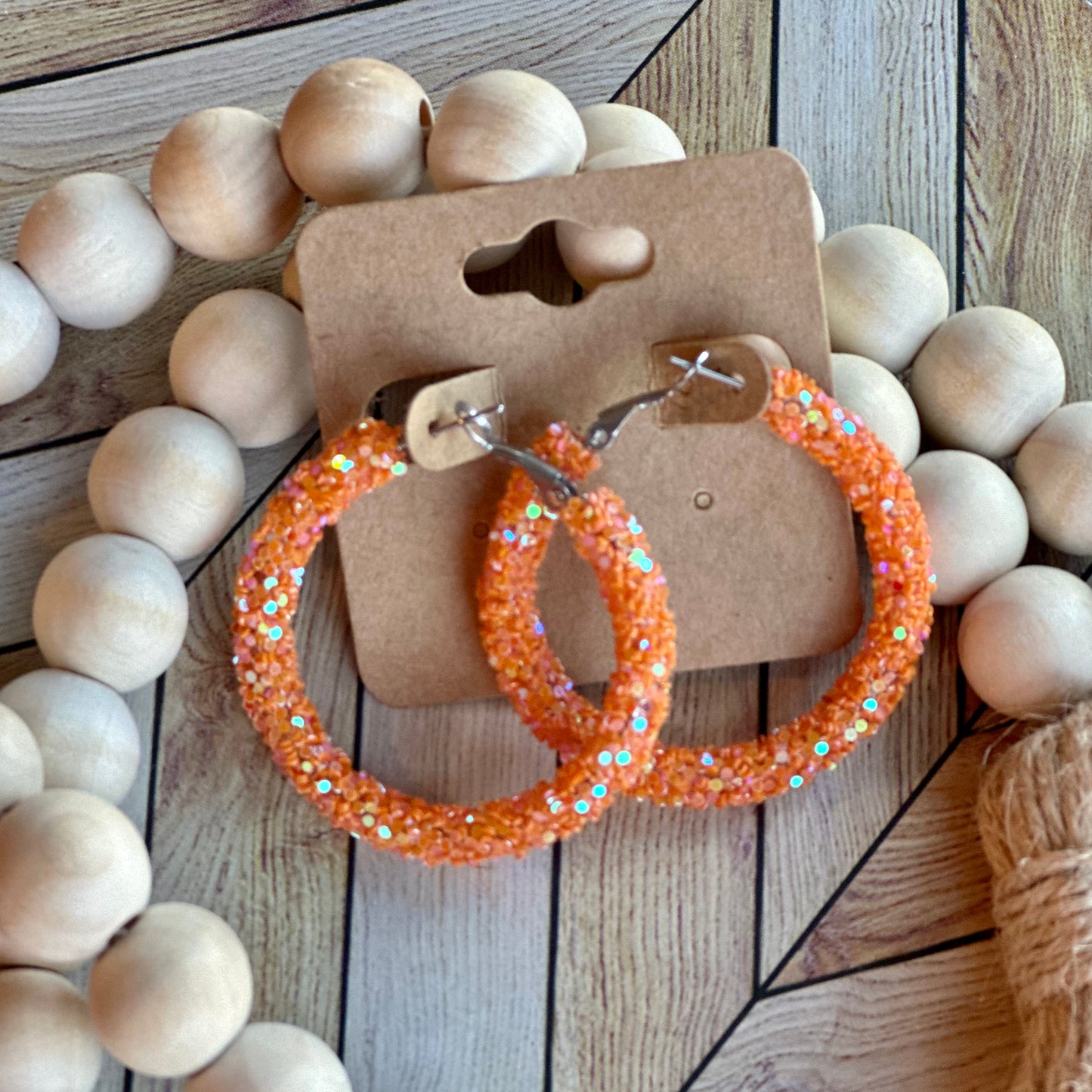 Orange Glitter Hoops