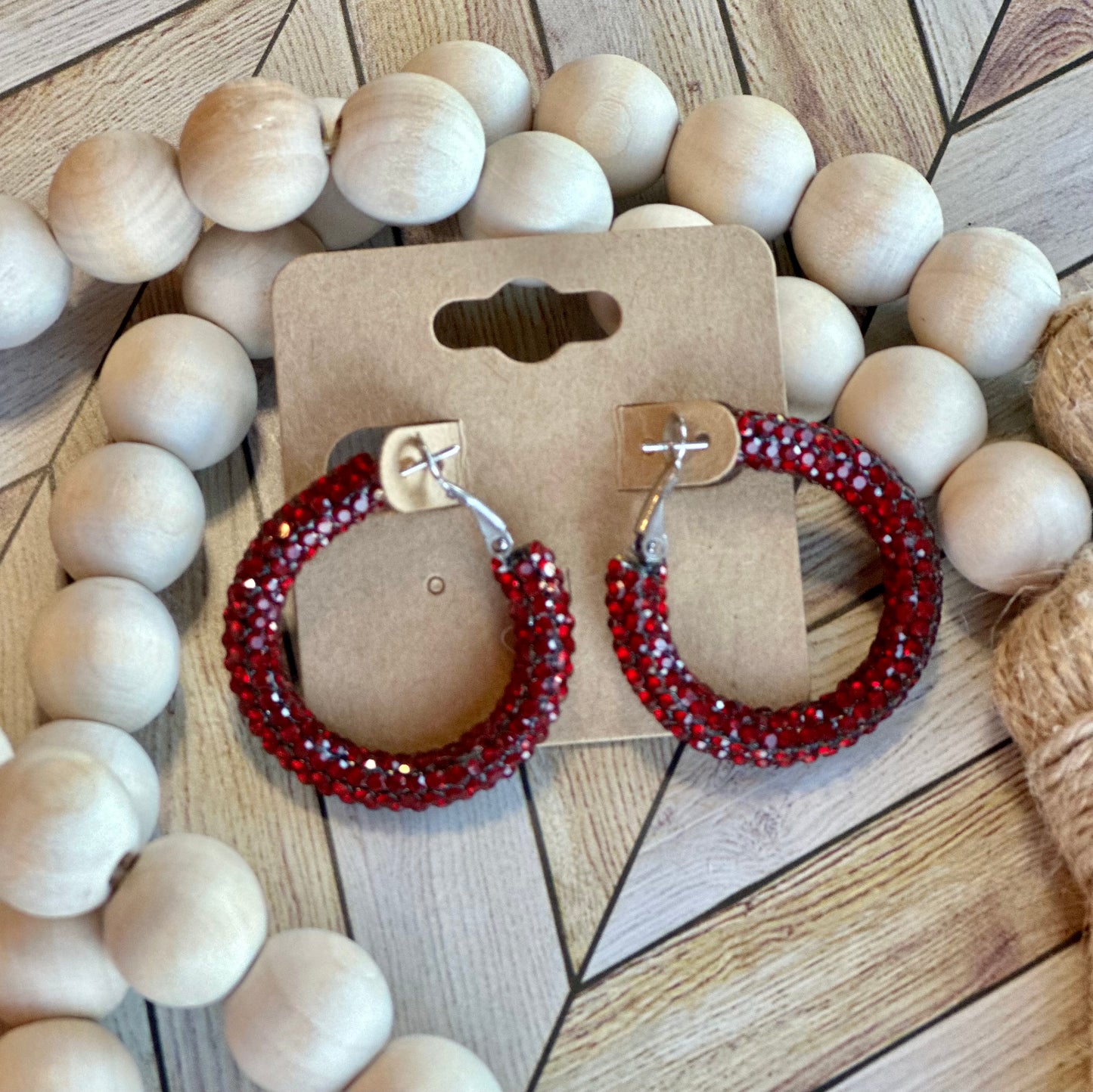 Red Rhinestone Hoops