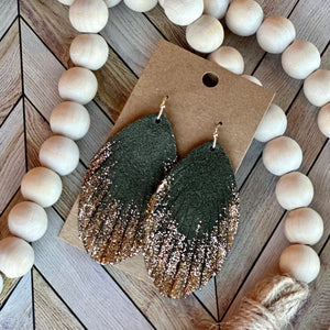 Green and Gold Glitter Fringe Feather