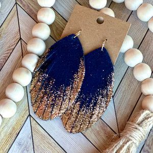 Navy and Gold Fringe Feather