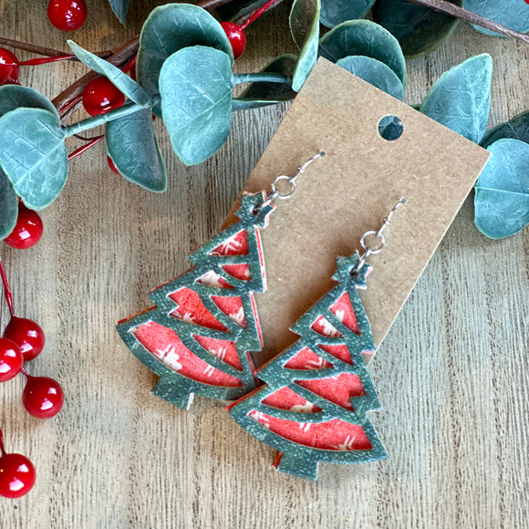 Green and Red Layered Cutout Tree