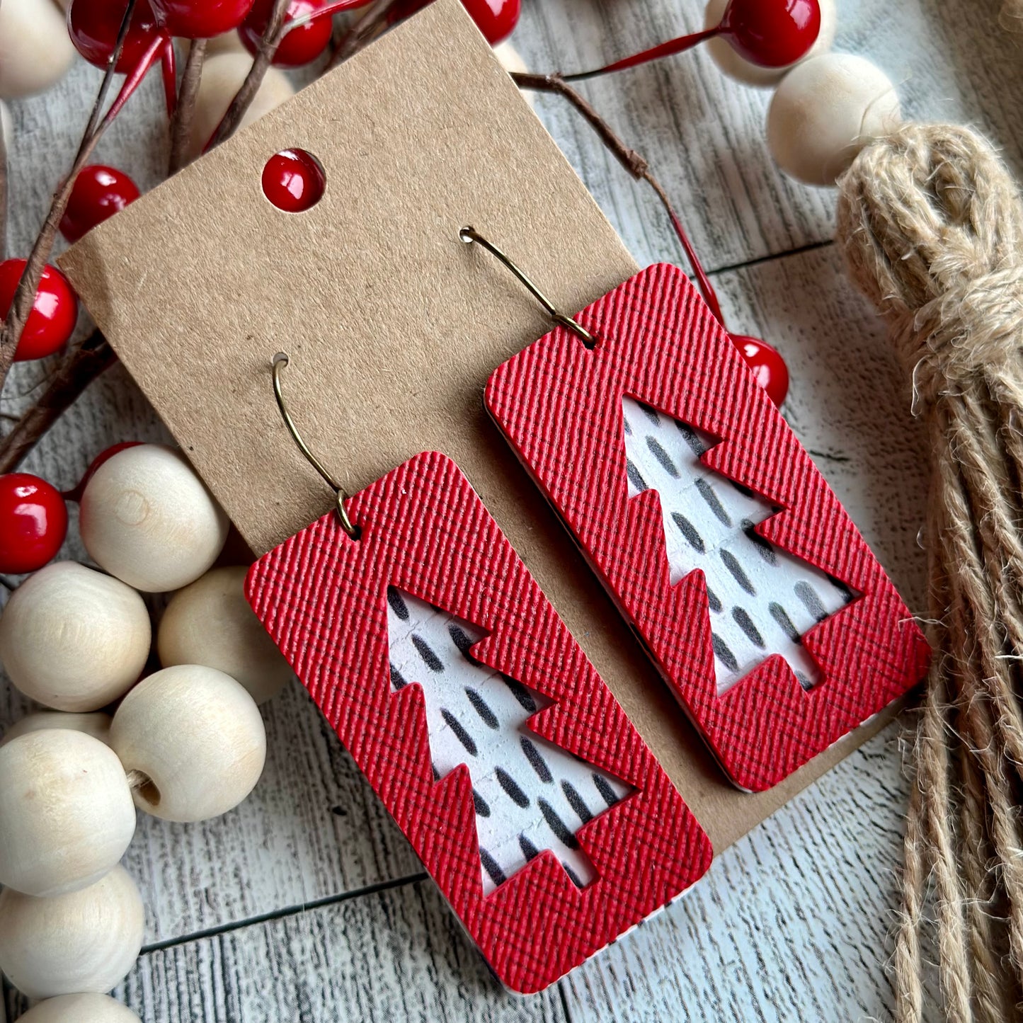 Red Rectangle with Black and White Tree