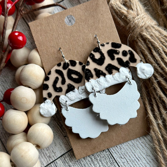 Flocked Leopard Santas