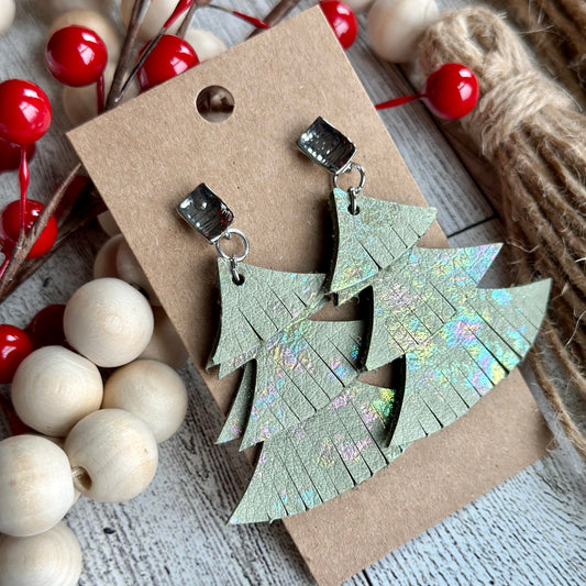 Green Fringy Tree with Silver Topper