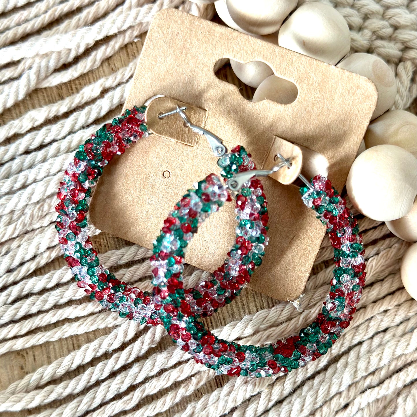 Christmas Chunky Rhinestone Hoops