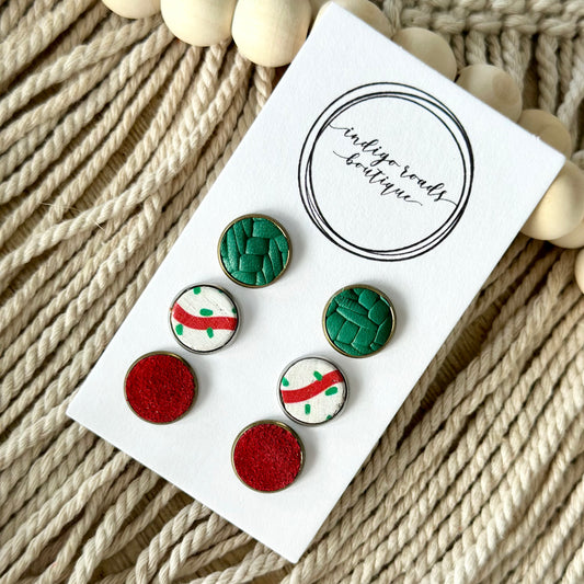 Christmas Red, Green and Sprinkles Stud Set