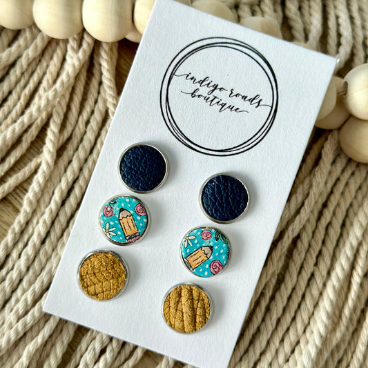 Navy and Mustard with Pencil Stud Set