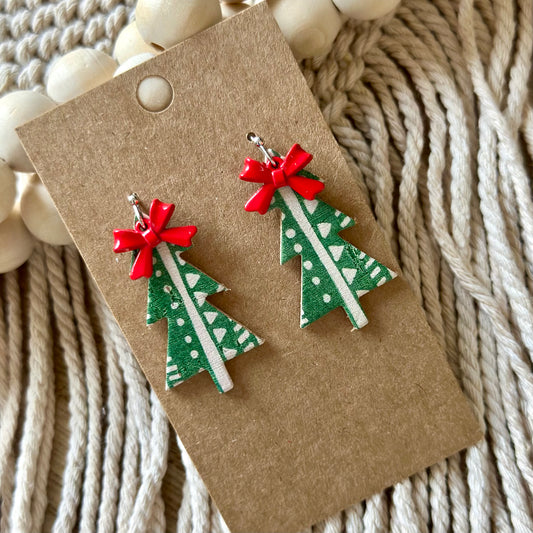 Petite Tree with Bow- Green Stripe with Red Bow