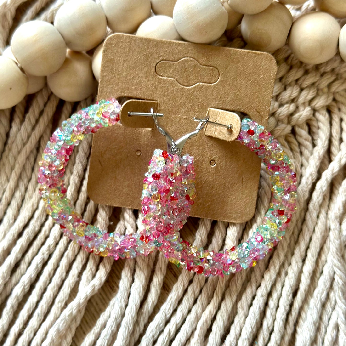 Clear Gumdrop Chunky Rhinestone Hoops