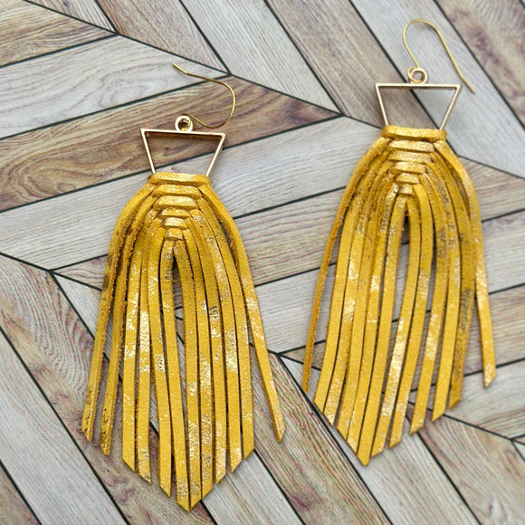 Mustard with Gold Braided Fringe